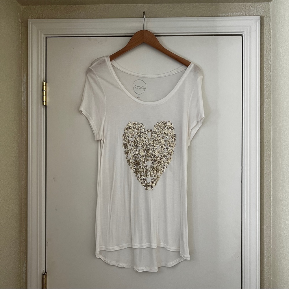 INC Sequins Heart tee